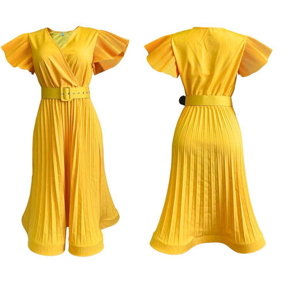 NILA |  Elegante Plisséjurk met Taille Riem – Voor Zomer, Feest & Werk