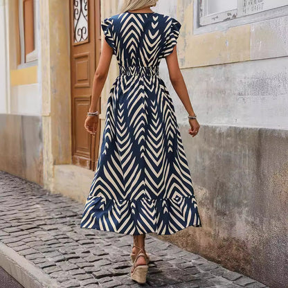 ISHA | Zomerse maxi-jurk met grafische print – elegantie & comfort in één look