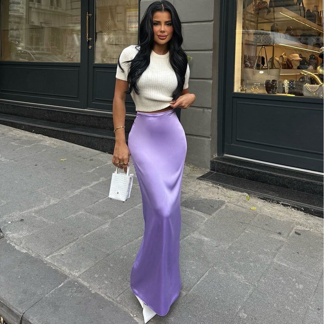 NADINE | Satijnen Maxi-Rok Dames - Elegante Lange Rok