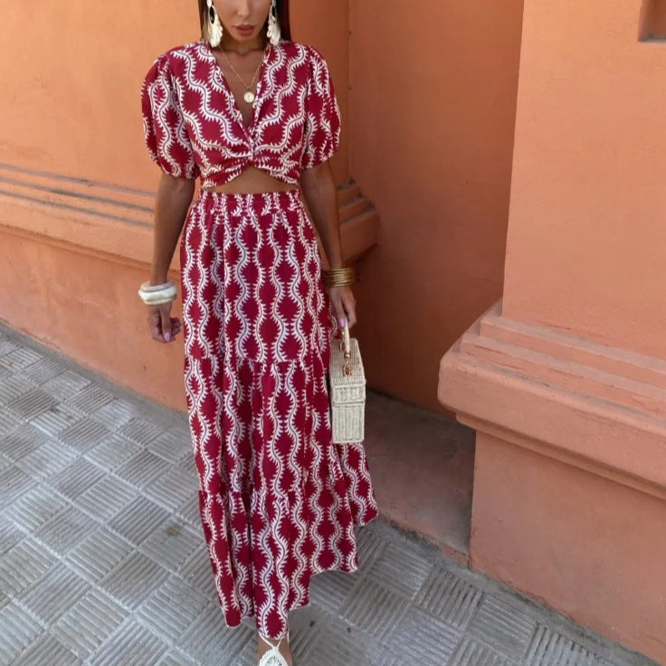 NEVE | Boho Set Dames met Print - Cropped Top en Maxi Rok