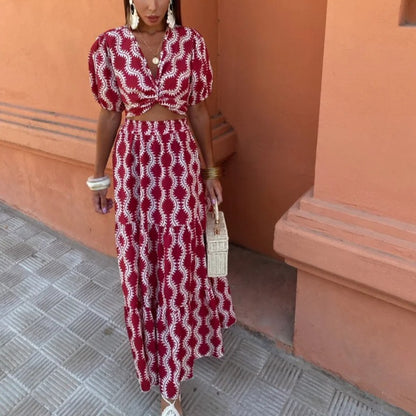 NEVE | Boho Set Dames met Print - Cropped Top en Maxi Rok