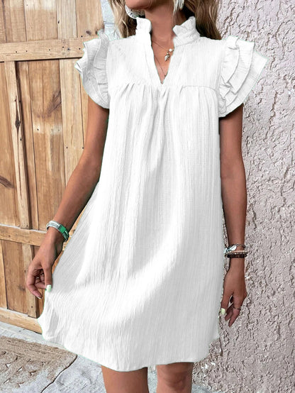 SHEILA | Zomerjurk Dames – Luchtige Jurk met Ruffle Mouwen en V-Hals