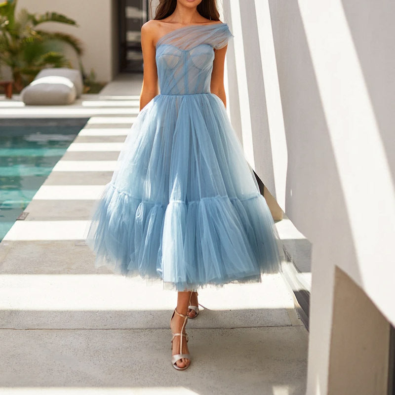 JACQUELINE | Tulle One-Shoulder Gala Jurk – Droomjurk met Elegante Asymmetrie