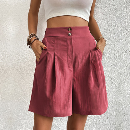CAMILLE | High-Waist Dames Short – Elegante Losse Pasvorm met Knopen