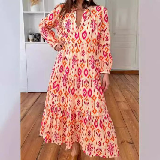 KRISTINE | Boho Maxi Jurk met Etno Print – Comfort & Stijl in Één