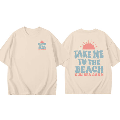JIP | Take Me To The Beach T-shirt – Oversized Zomershirt Unisex met Strandprint