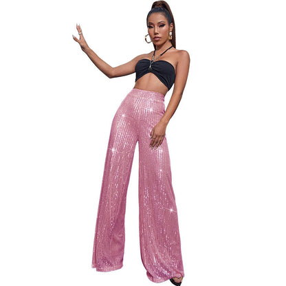 CELINE | Pailletten Palazzo Broek – Glitter Wide Leg Broek in Meerdere Kleuren