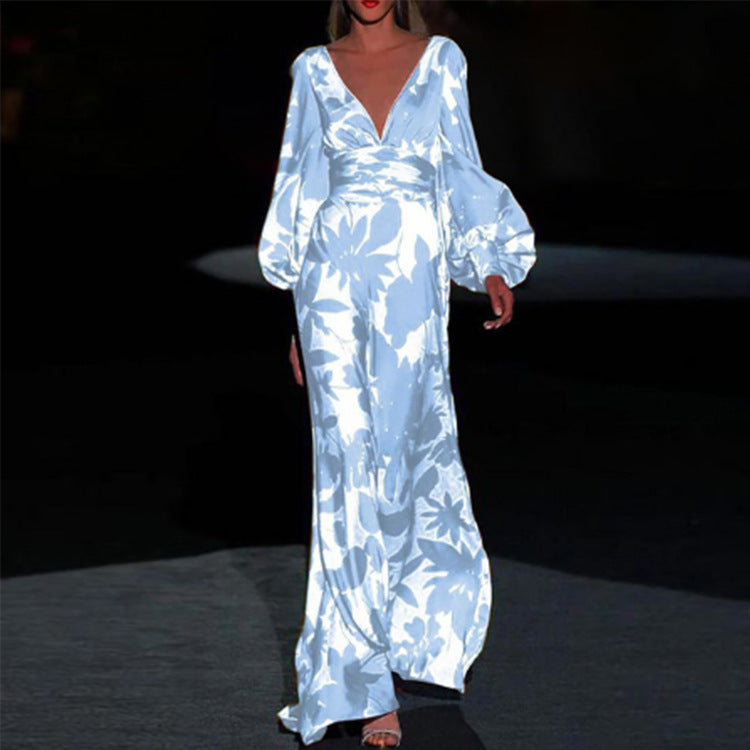 KATTY | Tropische Maxi Jurk Dames – Zomerjurk met Ballonmouwen