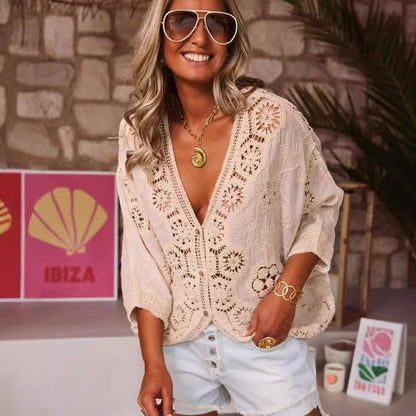 LIVVY | Gehaakte Ibiza Kimono – Boho Beach Vibe