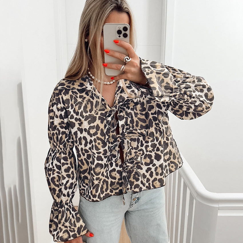 IZZY | Luxe Leopard Blouse – Trendy Animal Print Statement