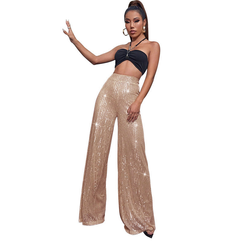 CELINE | Pailletten Palazzo Broek – Glitter Wide Leg Broek in Meerdere Kleuren
