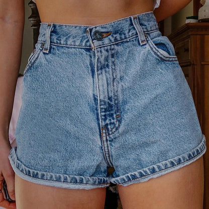 SOLEIL | Denim Short High Waist met Zon en Bloemenprint – Boho Festival Musthave
