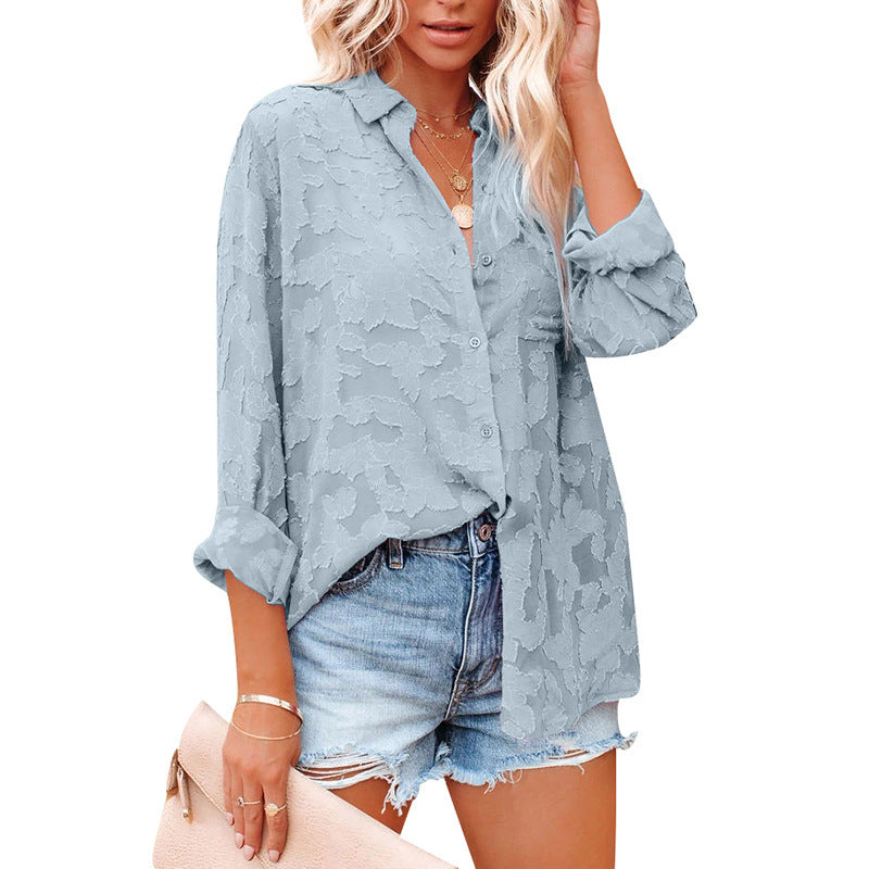 AIMEE | Transparante Blouse met Camouflagepatroon – Elegante Lange Mouwen voor Dames