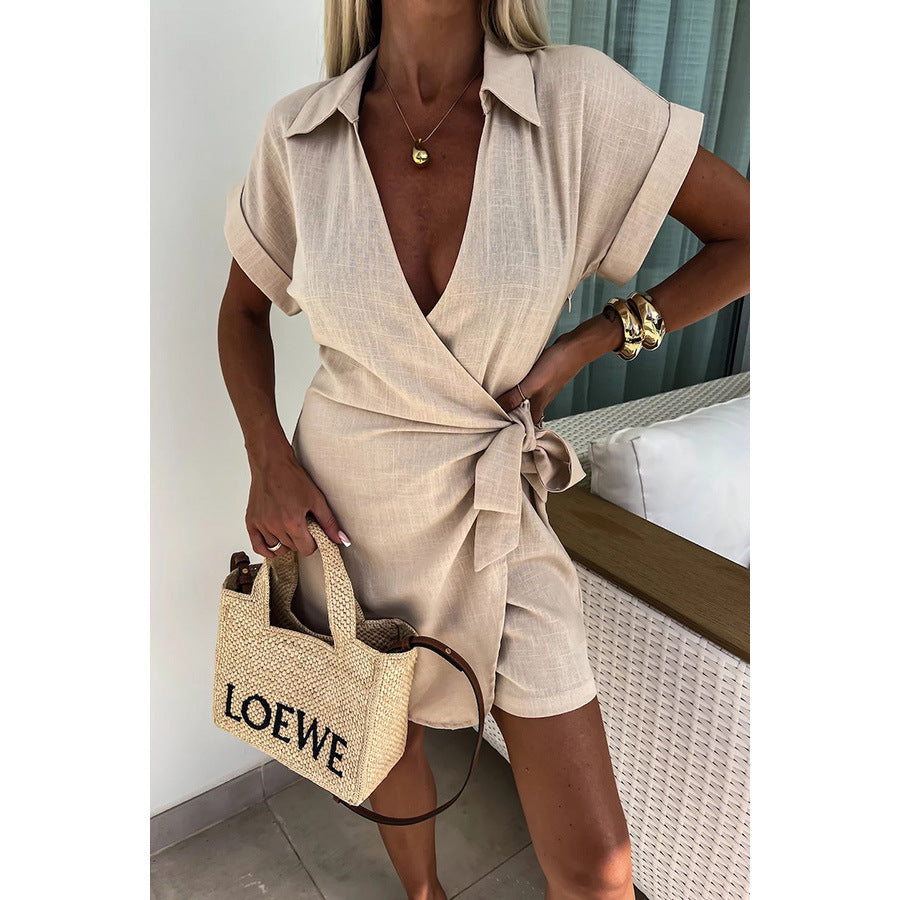 FEBE | Linnen Wrap Jumpsuit – Luchtige Elegantie voor Elke Zomerdag