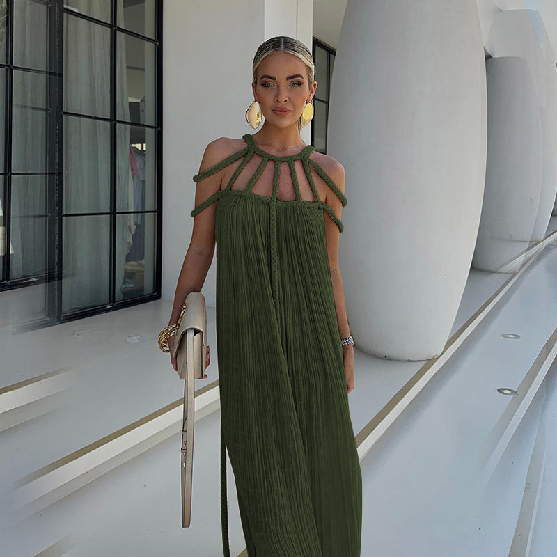 FINNE | Bohemian Maxi Jurk met Gevlochten Details – Luchtige Zomerstijl