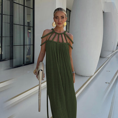FINNE | Bohemian Maxi Jurk met Gevlochten Details – Luchtige Zomerstijl