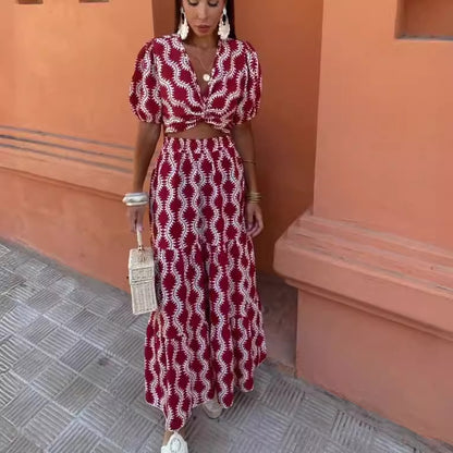 NEVE | Boho Set Dames met Print - Cropped Top en Maxi Rok