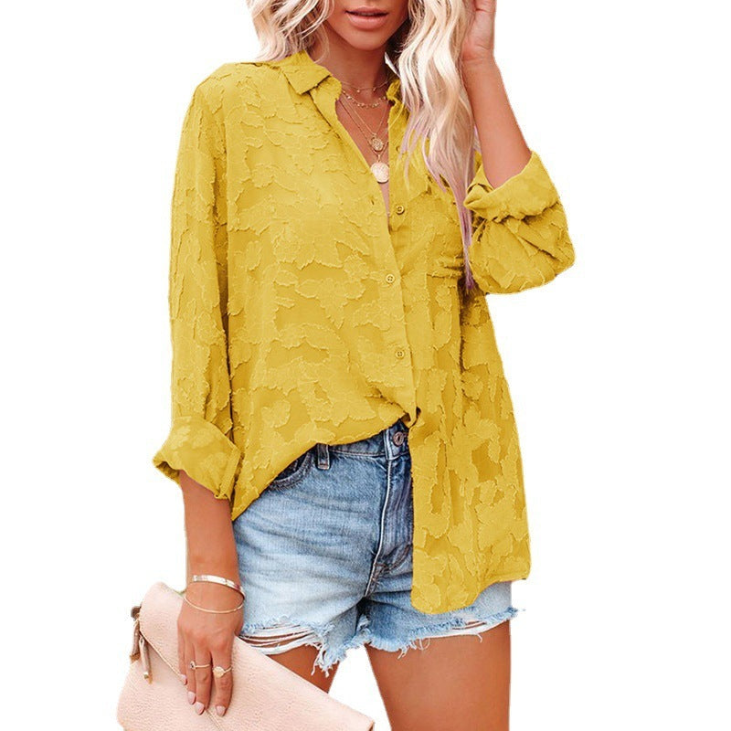 AIMEE | Transparante Blouse met Camouflagepatroon – Elegante Lange Mouwen voor Dames