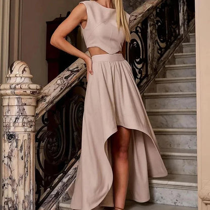 DIKRA | High-Low Co-Ord Set – Elegante Set met Crop Top & Zwierige Rok
