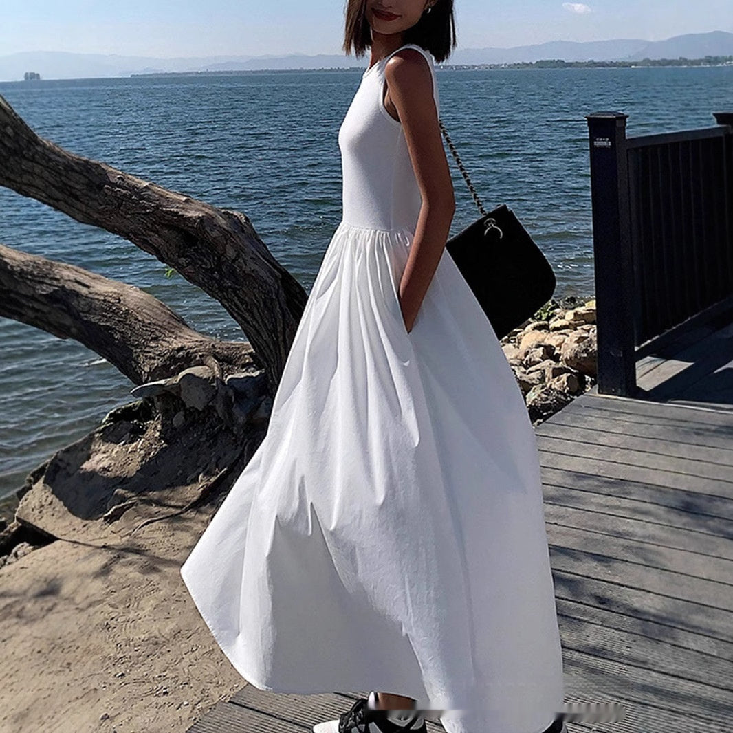 FLORENTINE | Casual Maxi Jurk met Zakken - Zwart-Wit Maxi Jurk Dames