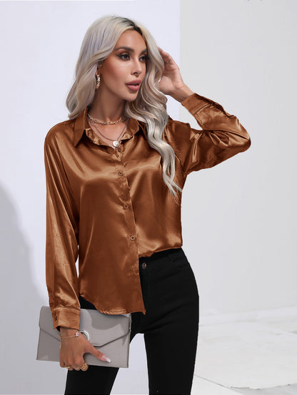 SYLVIA | Zijdezachte Satijnen Blouse – Tijdloos Chic met een Luxe Glans