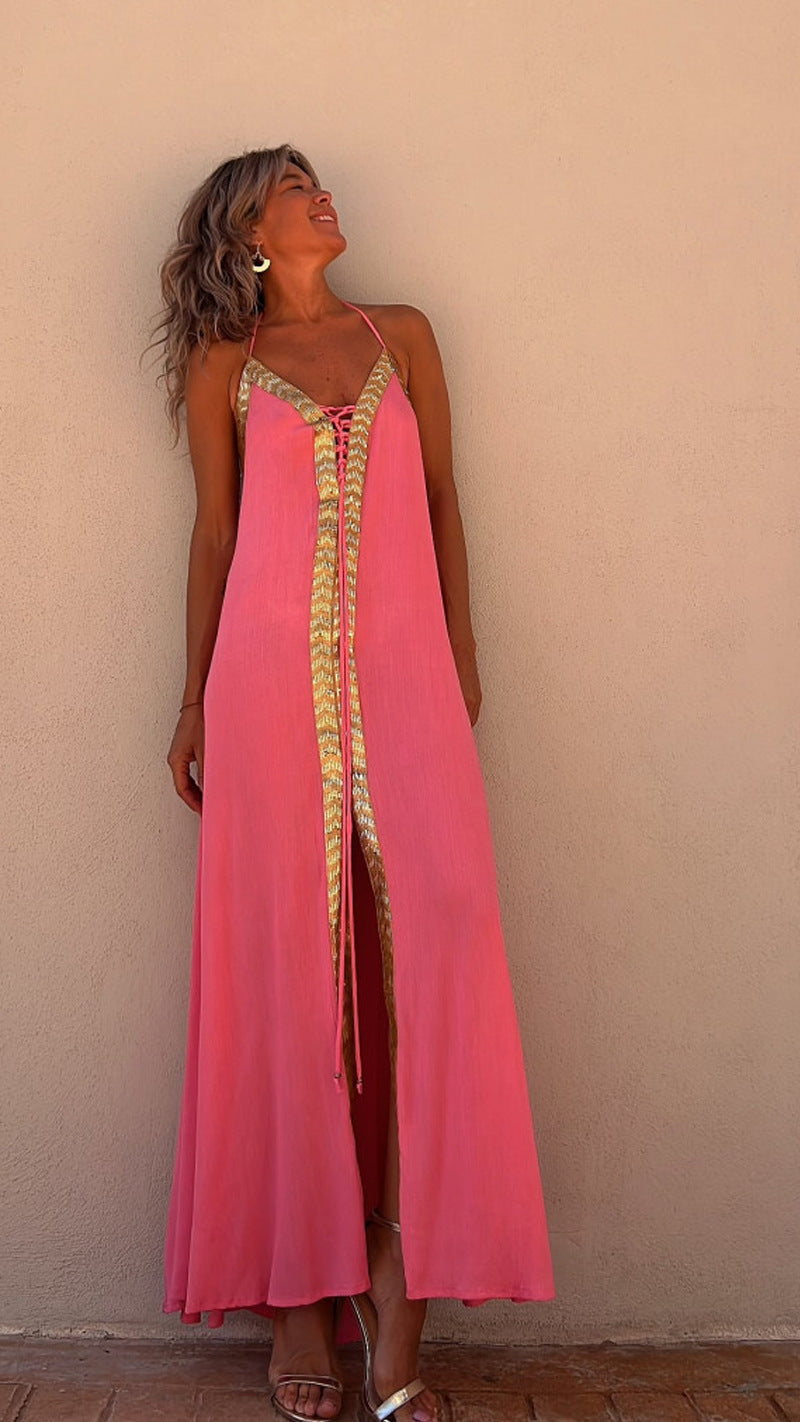 LIV | Maxi Jurk met Gouden Details – Zomerse Elegantielook