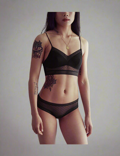 MARLOES |Transparante Lingerieset – Mesh Bralette & Slip met Modern Design (S t/m XL)