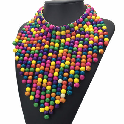 CIEL | Statement Kralen Ketting – Kleurrijke Houten Halsketting met Lange Valsluiting