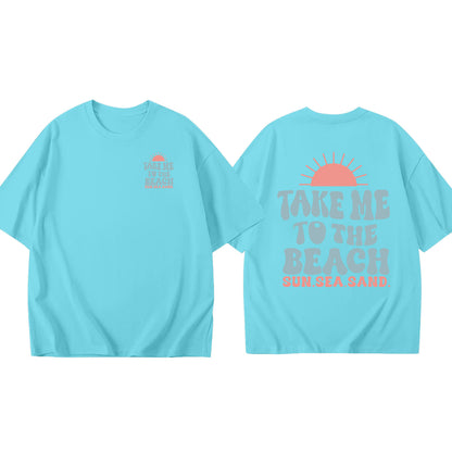 JIP | Take Me To The Beach T-shirt – Oversized Zomershirt Unisex met Strandprint