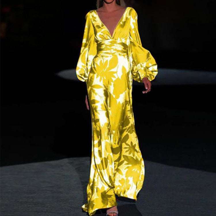 KATTY | Tropische Maxi Jurk Dames – Zomerjurk met Ballonmouwen