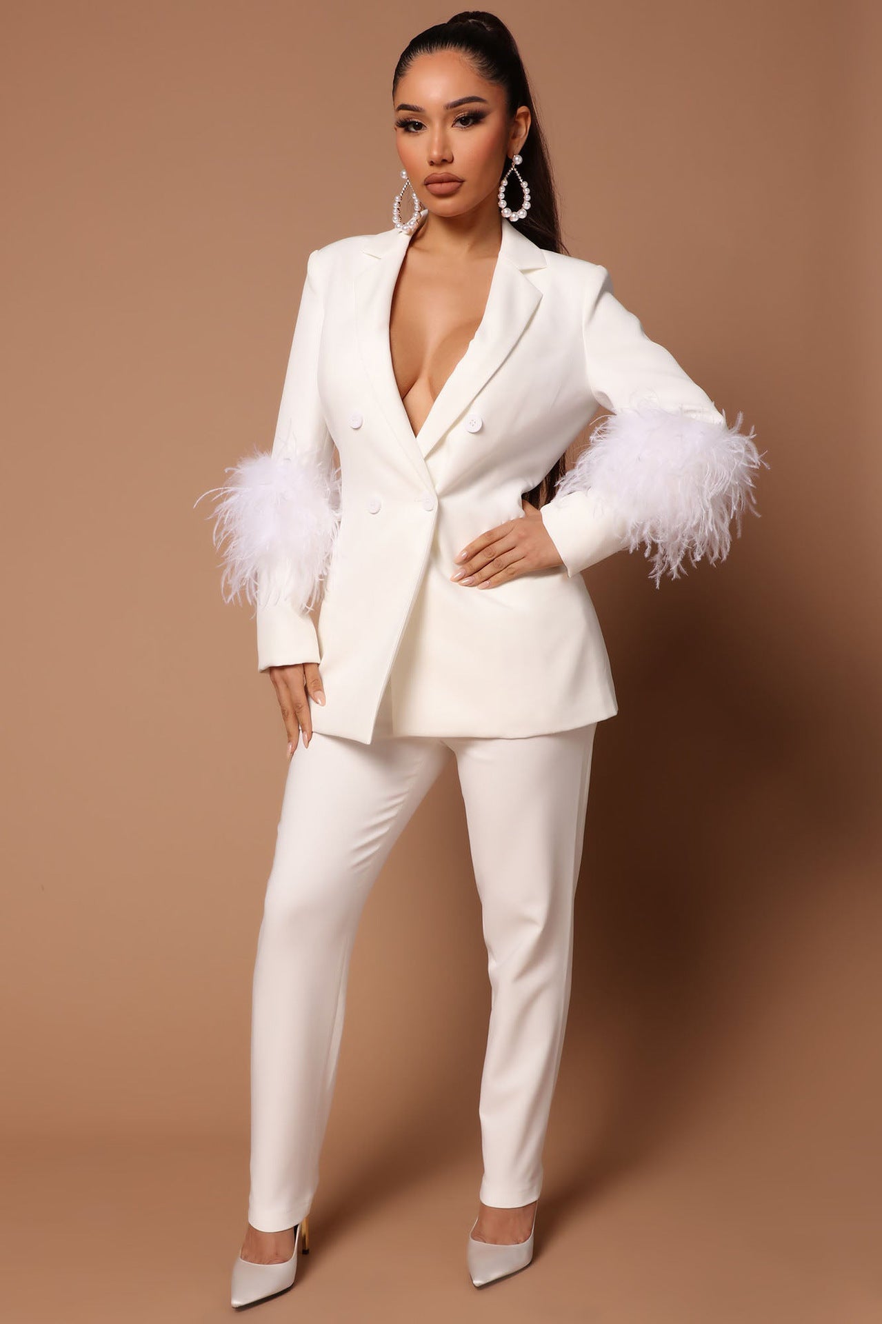LYRA | Luxe Blazer Set met Veren – Elegant, Stijlvol & Statement-Making