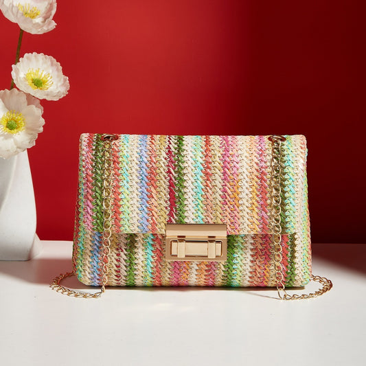 VIVIAN | Rainbow Chic Clutch – Vrolijke Elegantie met Gouden Details