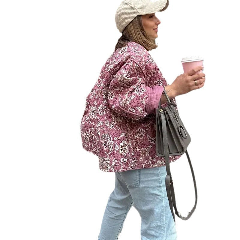 JINTE | Roze Gewatteerd Bloemenjasje – Romantisch, Trendy & Heerlijk Comfortabel