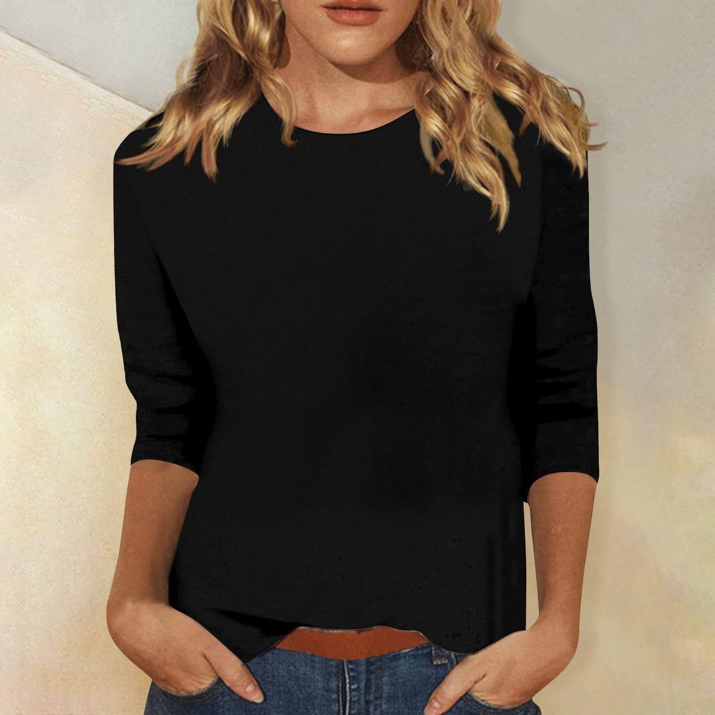 IMME | Basic Katoenen Top met 3/4 Mouwen