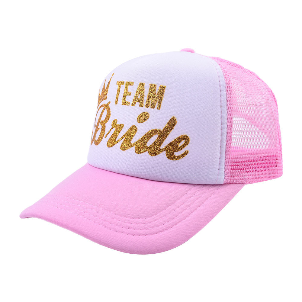 Team Bride & Bride Petten | Bachelorette Caps voor Vrijgezellenfeest met Gouden Glittertekst
