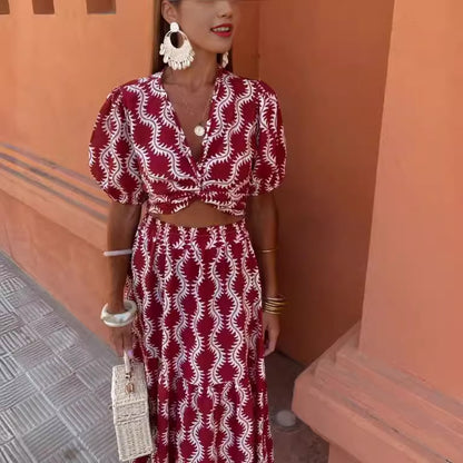 NEVE | Boho Set Dames met Print - Cropped Top en Maxi Rok