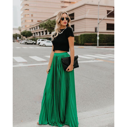 KARLIJN | Plissé Maxi Rok – Satijnlook in Diverse Kleuren | Vrouwelijke Elegantie