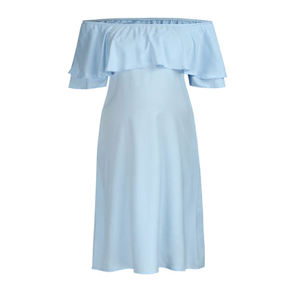 NATALIA | Lichtblauwe Off-Shoulder Zwangerschapsjurk