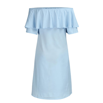 NATALIA | Lichtblauwe Off-Shoulder Zwangerschapsjurk