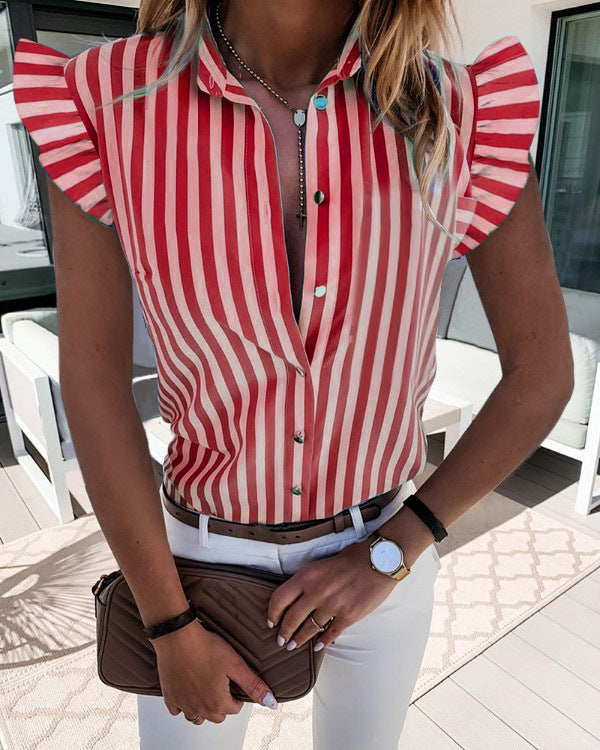 INDI | Gestreepte Blouse met Ruches – Stijlvolle Damesblouse in Meerdere Kleuren