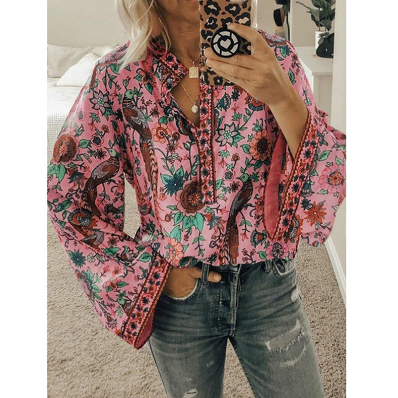 CATOO | Boho Blouse Dames – Kleurrijke Print met Wijde Mouwen in Verschillende Kleurvariaties