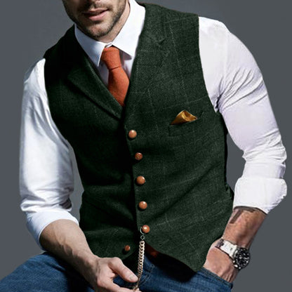 CAS | Stijlvolle Gilet voor Mannen met Houten Knopen en Elegante Pochet