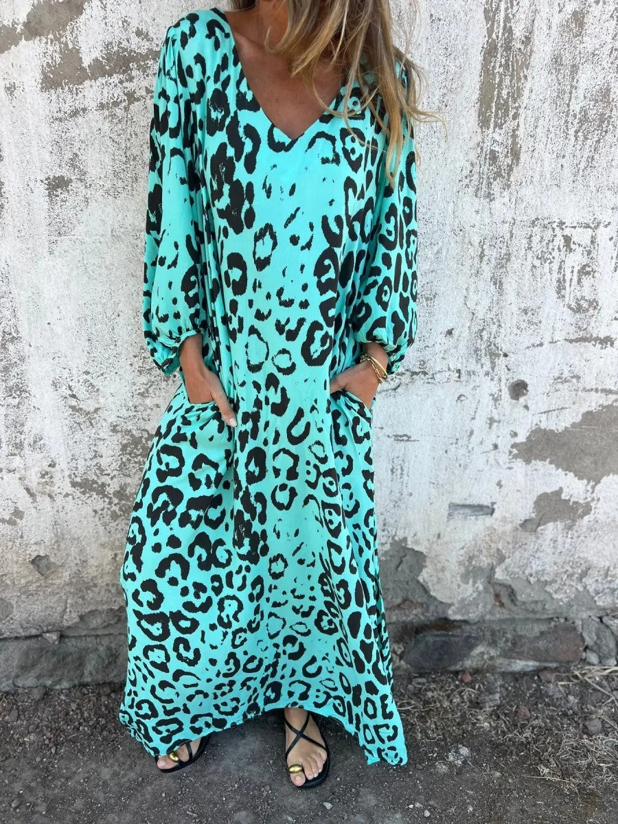 KARINE | Lange Panterprint Jurk – Statement & Comfort in Eén