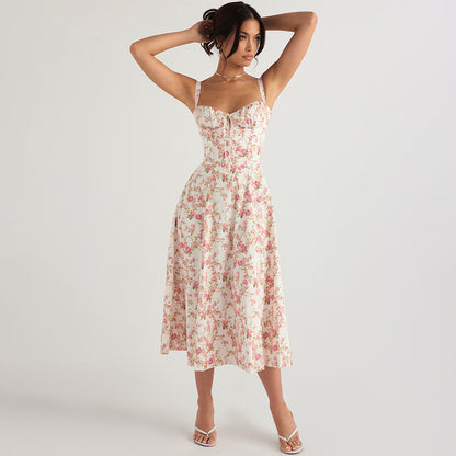 SOPHIE | Elegante Zomerjurk voor Dames met Gestruinde Top en Vloeiende Pasvorm