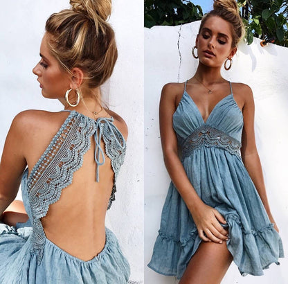 KAYA | Bohemian Zomerjurkje Dames – met Kant en Open Rug