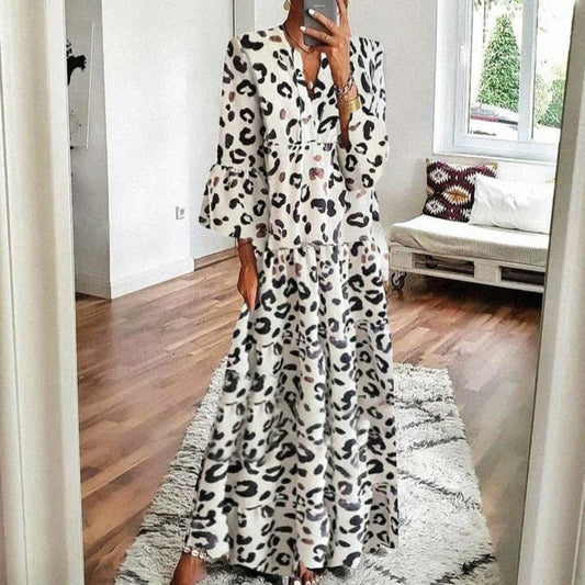 LOANNA | Maxi Panterjurk met Volanten – Comfort & Stijl in één