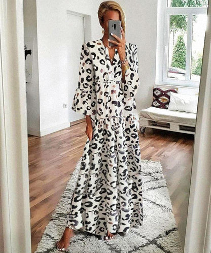 LOANNA | Maxi Panterjurk met Volanten – Comfort & Stijl in één