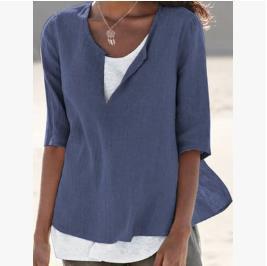 MIRA | Luchtige Linnen Tuniek Dames met V-Hals – Plus Size Zomerblouse van Natuurlijke Stof
