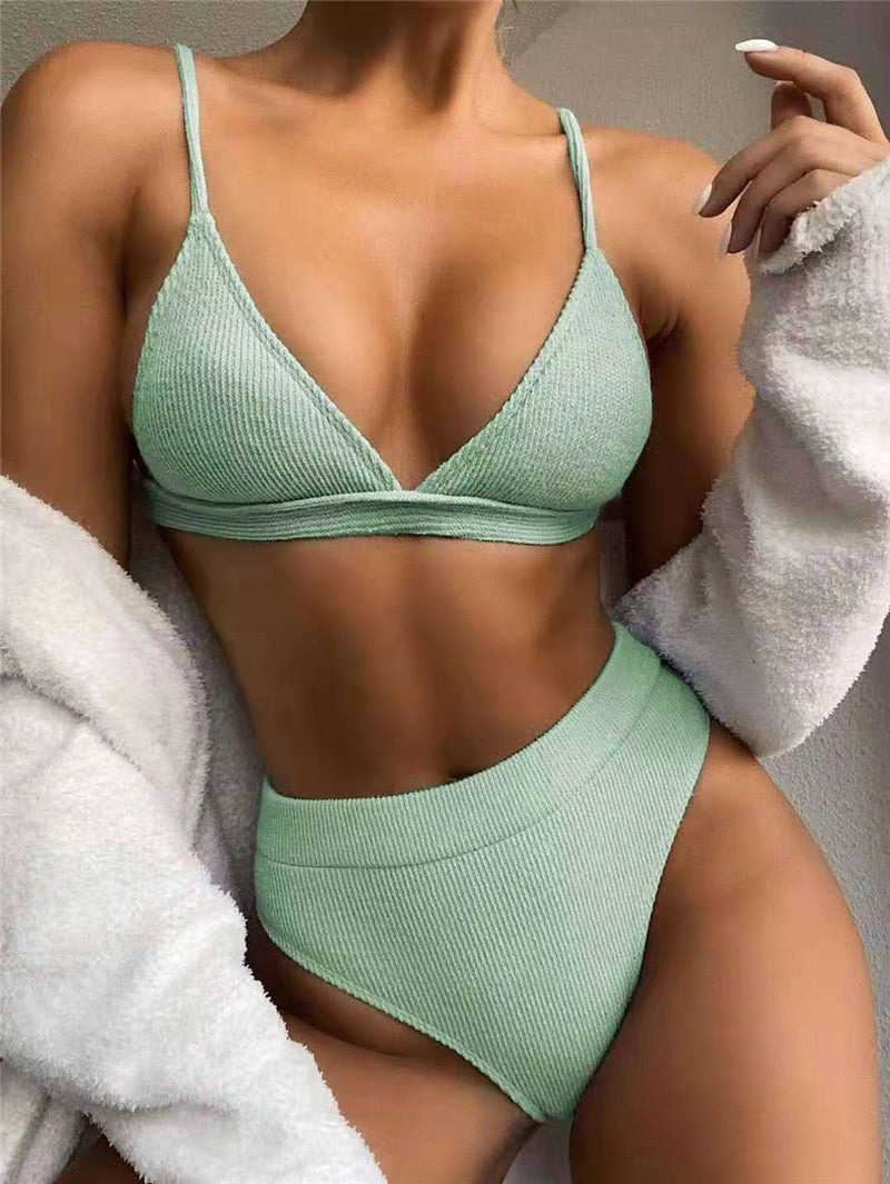 LOTUS | Ribgebreide High Waist Bikini Set Dames – Geribbelde Bikini in Meerdere Kleuren