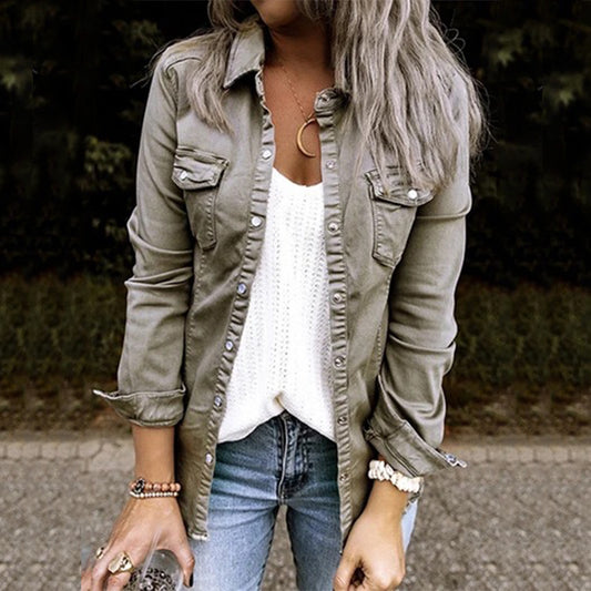 ELEONORE | Denim-look Blouse Dames – Casual en Stoer in Één